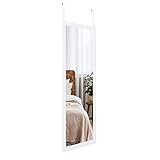 Dripex Wandspiegel 45x119cm Spiegel unbrechbarer Garderobenspiegel Flurspiegel höhenverstellbarer Hängespiegel mit Haken (Weiß)