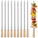 BBQ-Toro Edelstahl Grillspieße mit Holzgriff (10 Stück) | 56 cm | Rodizio Churrasco Spieße, Grillspieß Set, Grill Skewers | Mangal Schaschlik, Drehspieß, Rotisserie, Grillzubehör, Fleischspieß