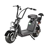 E-Citycoco Scooter with 48v12ah battery,Fat Tire Electric Bike for Man and Woman, LED light, Double Seats