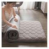 Futonmatratze, Japanische Futon-Bodenmatratze, Zusammenklappbare Rollmatratze, Isomatte, Gesteppte Bettmatratze, Leicht Zu Verstauen Und Zu Transportieren(Grey,Twin(90x200cm))