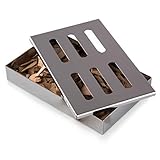 Blumtal Smoker Räucherbox aus rostfreiem Edelstahl - Gas-Grillzubehör oder Holzkohlegrill, 20x13x3,5cm, Silber