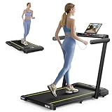 Klappbar Laufband für Zuhause, 2 in 1 Walking Pad mit Großer Lauffläche, 14 km/h Home Treadmill, Dual LED Anzeige, 12 Laufprogramme, Herzfrequenzmessung, APP und Fernbedienung, Keine Installation