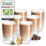 Fresh Master Latte Macchiato Gläser - Barista Premium Qualität für besten Genuss - 400 ml Thermo Glas Tassen Set doppelwandig I doppelwandige Kaffeegläser (6x400ml)