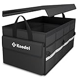 K KNODEL Kofferraum Organizer, Kofferraumtasche, Auto Kofferraum Organizer mit Deckel, Autotasche Auto Kofferraum Box Praktisch, Schwarz