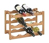 WENKO Weinregal Norway, Weinschrank für bis zu 12 Weinflaschen, Weinhalter aus Walnussholz, 3 Etagen zur Aufbewahrung von Wein- und Sektflaschen, 42 x 28 x 21 cm, Natur