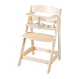 roba Babyhochstuhl Sit Up Flex - Mitwachsender Hochstuhl aus Holz - Verstellbarer Kinderhochstuhl mit Schrittgurt - ab 6 Monaten bis 70 kg - Natur