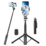 RISEOFLE Selfie Stick Stativ, 360° Drehbares, 130cm Aluminium Ausziehbares Smartphone Stativ, Handy Stativ mit Fernauslöser für iPhone/Samsung Android