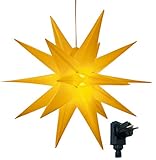 Bonetti 3D Leuchtstern inkl. warm-weißer LED Beleuchtung | für Innen und Außen geeignet | hängend | 7,5 m Zuleitung (gelb, Ø 57 cm (Netzstecker))