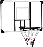 Basketballkorb mit Rückwand in voller Größe und Netz für den Außenbereich Inklusive Wandhalterung und Befestigungsset, Basketball-Rückwand, transparent, 106 x 69 x 3 cm, Polycarbonat