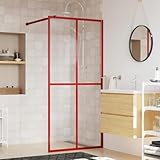 Duschwand für Begehbare Dusche mit ESG Klarglas Rot 80x195 cm, LAPOOH Duschrückwand, Duschabtrennung, Glaswand Dusche, Duschglaswand, Duschtrennwand - 154942