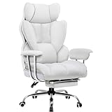 GTPLAYER Gaming Stuhl, Gamer Stuhl, Ergonomischer Bürostuhl mit Fußstütze, Federsitzkissen, Gaming Chair Gepolstert, Gaming Sessel 150kg Belastbarkeit weiß