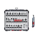 Bosch 30tlg. Fräser Set mit Cuttermesser (für Holz, Ø 8 mm Schaft, Professional Zubehör Oberfräse)