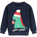 Little Hand Baby Jungen Pullover Sweatshirt Kinder Dick Warme Weihnachtspullover Weihnachtspullis Streetwear Oberbekleidung 2-7 Jahre (110, Weihnachts-Dinosaurier)