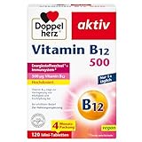 Doppelherz Vitamin B12 500 - Hochdosiert mit 500 µg Vitamin B12 pro Tablette - vegan - 120 Mini-Tabletten