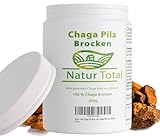 Natur Total Chaga Pilz Brocken XL Dose mit 200g - Wildsammlung Superfood für Chaga Tee und Kaffee