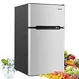 COSTWAY 90L Kühlschrank mit 27L Gefrierfach Kühl-Gefrier-Kombination Standkühlschrank Gefrierschrank mini Kühlschrank (grau)
