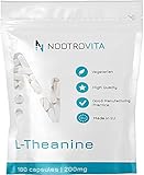 L Theanin 200mg 180 Kapseln für Entspannung, Stressabbau, Schlaf und Konzentration | Vegan L-Theanin Keine Künstlichen Füllstoffe | Allergen Frei | Nootrovita