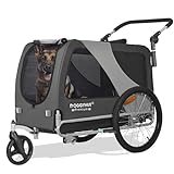 DOGGYHUT® Premium XL 2 in 1 Hundefahrradanhänger & Jogger 23-45 kg Fahrradanhänger für Hunde Hundeanhänger für Fahrrad 80106 (GRAU)