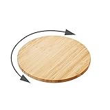 Point-Virgule Outdoor und Küche Drehplatte aus Bambus Holz zum Fleisch oder Käse servieren, Servierplatte für Party oder Grill Zubehör, braun und weiß, rund 35 cm