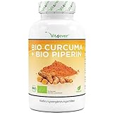 Bio Curcuma - 240 Kapseln mit 750 mg Curcuma aus kontrolliert biologischem Anbau - Hochdosiert mit 37,5 mg Curcumin pro Kapsel - Mit Bio schwarzem Pfeffer-Extrakt - Vegan