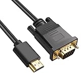 Omivine HDMI auf VGA Kabel, 1080P VGA to HDMI (Stecker auf Stecker) HDMI VGA Kable Adapter kompatibel mit Raspberry Pi, Roku, Computer, Desktop, Laptop, PC, Monitor, Projektor, HDTV-1M