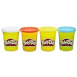 Play-Doh B6508ES0 Hasbro B6508EL2-4er Pack Grundfarben Knete, für fantasievolles und kreatives Spielen, blau, gelb, rot, weiß