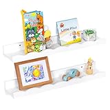 Fun Memories Bilderregal für die Wand, 61 cm, Kiefernholz, Bücherregale für Kinderzimmer, Heimdekoration, Küche, Gewürzweiß, 2 Stück