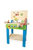 Hape Meister-Werkbank | Preisgekrönte Werkzeugbank für Kinder aus Holz Spielzeug Spiel kreatives Bauen, Höhenverstellbar 35-teilige Werkstatt für Kleinkinder