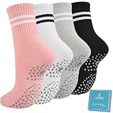 Caldodo Stoppersocken Damen 4Paar Yoga Socken 39-42, Geschenke für Frauen Antirutschsocken Erwachsene Rutschsocken mit Noppen Pilates Socken