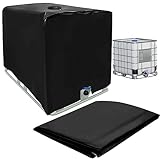 QINERSAW 1000L IBC Tank Abdeckung Cover Wassertank Schutzabdeckung Schutzhülle Schutzplane IBC Tank Container Abdeckplane Regenwassertank IBC Behälter Schutzhaube für Regentonnen 120x100x116cm Schwarz