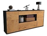 Stil.Zeit Sideboard Johannes, Korpus anthrazit matt, Front Eiche (180x79x35cm) Push-to-Open Technik & Leichtlaufschienen