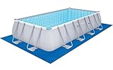 Bestway Power Steel Frame Pool Komplett-Set mit Sandfilteranlage 549 x 274 x 122 cm, leicht grau, eckig