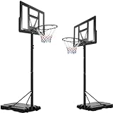 LIFERUN Basketballkorb Outdoor, Verstellbare Korbhöhe von 230 bis 305 cm, Basketballständer mit 110x70cm Rückwand, für Kinder Jugendliche Erwachsene Verwendung in Hinterhöfen, Gärten, Garagen