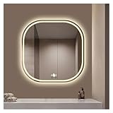 MOODHOOD Smart - Mirror Square Schlafzimmer Waschraum Ästhetischer Rasier-Badezimmerspiegel Weiße beleuchtete Spiegel ， für Badezimmer
