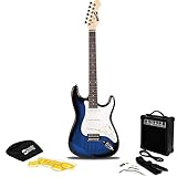 RockJam Full Size Electric Guitar Kit with 10-Watt Guitar Amp, Lessons, Strap, Gig Bag, Picks, Whammy, Lead and Spare Strings - BlueBurst