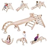 Vinteky Kletterdreieck mit Rutsche, Kletterdreieck mit Rutsche mit Bogen, Rampe und Kletterdreieck，zum Klettern, Rutschen und Wippen, 3 in 1 Klettergerüst Indoor ab 1 Jahr