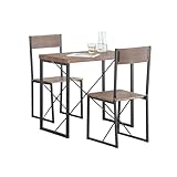 SoBuy OGT19-N 3-teilig Essgruppe Esstisch mit 2 Stühlen Sitzgruppe Küche Küchentisch Holztisch Balkontisch im Industrial-Look