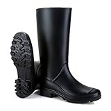 Foinledr Gummistiefel Damen Halbhoch, Mode Atmungsaktiv Anti-Rutsch Bequem Regenschuhe Reitstiefel Regenstiefel Rain Boots Gummistiefeletten Hoch, Schwarz, 41 EU