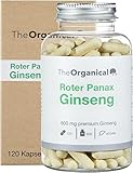 TheOrganical® Roter Panax Ginseng 600 mg | 120 hochdosierte Kapseln| Made in Germany |100% Vegan | Laborgeprüft | Ohne Zusätze | Volle Wirkung | natürliche ginseng kapseln hochdosiert