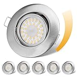 LED Einbaustrahler 230V Flach Dimmbar LED Spots 6W IP44 Bad Einbauleuchten Deckenspots Deckenstrahler,Warmweiß 3000K Schwenkbar Einbauspots für Badezimmer Küche Wohnzimmer,6er Set