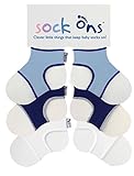 Sock Ons - Baby-Sockenhalter - 0-6 Months - 3er Pack (1 x Baby Blau, 1 x Navy, 1 x Weiß) - Erstaunliches Vorteilspaket - Baby-Socken immer anziehen!