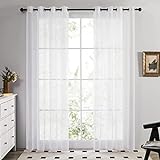 Deconovo 2er Set Ösenvorhang Transparent Vorhang Voile Gardine Voile 229x140 cm Weiß