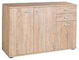 Home4You Kommode mit 3 Türen und 2 Schubladen - Eiche Sonoma - 106 cm breit - Sideboard Mehrzweckschrank