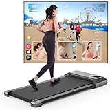 DeerRun Walking Pad Raceable,Laufband für Zuhause bis 136kg, Laufband Schreibtisch mit App, Treadmill Leise 2,5PS mit Professionelle Trainingskurse & Multi-Runner-Rennen