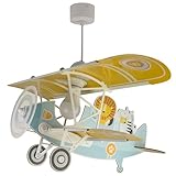 Dalber Lampe kinderzimmer, kinderlampe Pendelleuchte Hängelampe, Deckenleuchte Kinder, Deckenlampe kinderzimmer Flugzeug puma Tiere, Deckenlampe Kinderzimmer, 54602, E27 15W LED