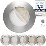 Scandinavian home 6er Set LED Einbaustrahler 230V 4,5W Warmweiß 60mm - 70mm I Badezimmer geeignet I CRI 90 500lm 3000K 68mm I Edelstahl mit Milchglas I LED Spots Deckeneinbauleuchte I LED Spot flach