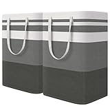 Wäschekorb Faltbar Wäschesammler Aufbewahrungskorb Faltbarer wäschekorb Tragbar Wäschesortierer Kinderzimmer Laundry Baskets für Badezimmer Wohnzimmer Wäschetonne,75Lx2,40x30x60cm, Grau-weiß