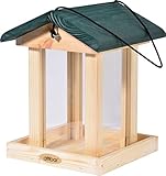 dobar® 90040FSCe Vogelfutterstation Silo hängend - Vogelfutterhaus zum Hängen - Vogelhaus Massivholz - Futterstation Wildvögel für Garten/Terrasse/Balkon - 22 x 25 x 28 cm - Grün