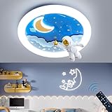 WJLL LED Deckenlampe für Kinder Sternenhimmel Astronaut Design Deckenleuchten 72W Dimmbar Jungen Mädchen Zimmer Licht mit Fernbedienung Schlafzimmer Decke Kindergarten Beleuchtung Lampen 50cm