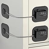 Yosemy Kindersicherung Schranksicherung Kühlschrankschloss mit Digitalem Passwort ohne Bohren 2 Stück Kühlschrank Schloss für Schubladen Schränke Kühlschrank Schublade (Schwarz)